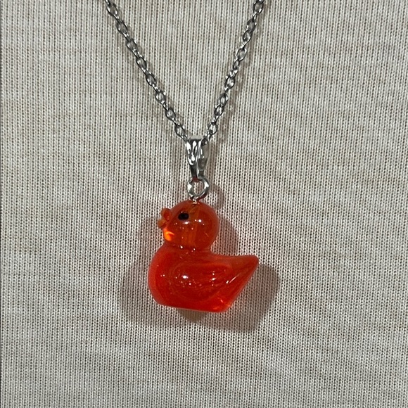 Red Duck Pendant Necklace - Picture 2 of 5